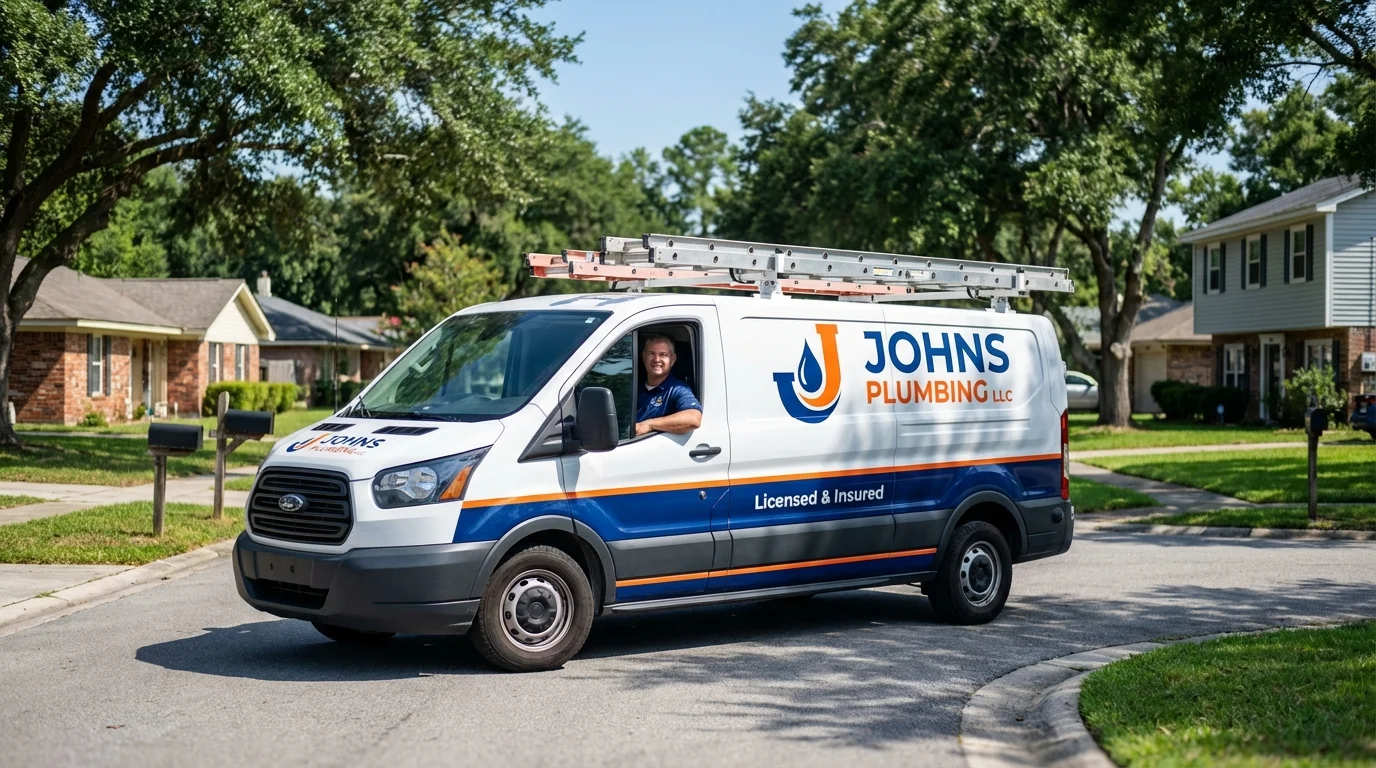 Johns Plumbing LLC service van in Greenville, MI
