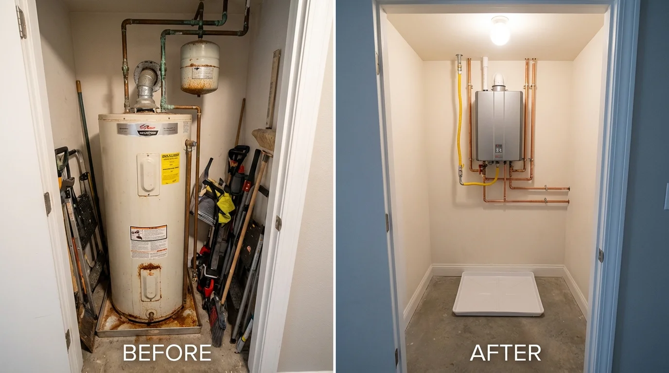 Tank water heater versus wall-mounted tankless unit comparison for Greenville, MI homeowners